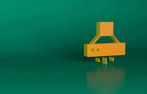 Orange Kitchen extractor fan icon isolated on green background. Cooker hood Stock Illustration