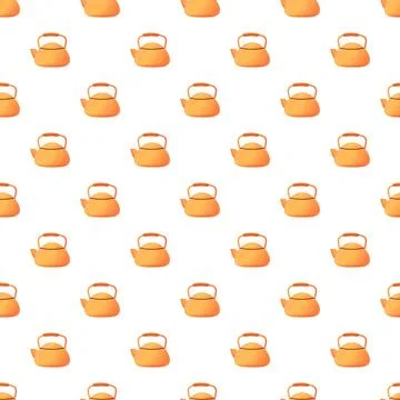 Orange kitchen kettles seamless repeating pattern background Illustrazione stock