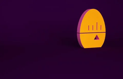 Orange Kitchen timer icon isolated on purple background. Egg timer. Cooking u Stock Illustration