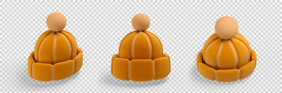 Orange Knitted Hat 3d Icon Stock Illustration
