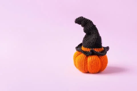 Orange knitted pumpkin Stock Photos