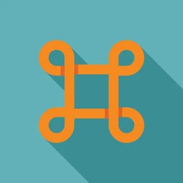 Orange knotted abstract symbol creating square shape with long shadow イラスト素材