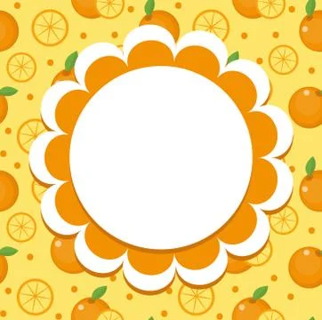Orange label, wrapper template for your design. Fruit frame with space for te Stock Illustration
