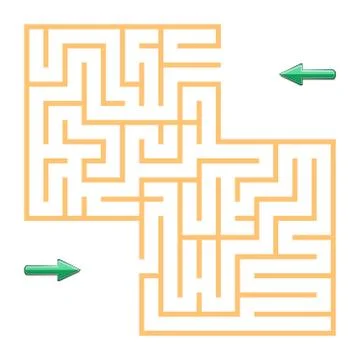 Orange labyrinth with green arrows. vector illustration. Stock Illustration