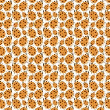 Orange ladybug seamless pattern Stock Illustration