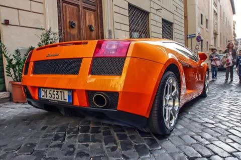 An orange Lamborghini Stock Photos