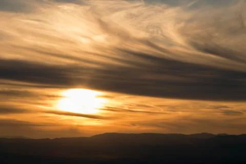 Orange landscape in sunset Stock Photos