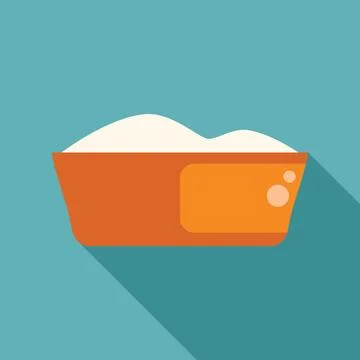 Orange laundry basin full of soap suds and water with long shadow Stock Illustration