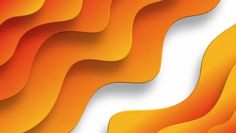 Orange layered wavy shapes on corner of clean white background Stock Footage 327945178