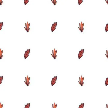 Orange leaf autumn seamless pattern on white background イラスト素材