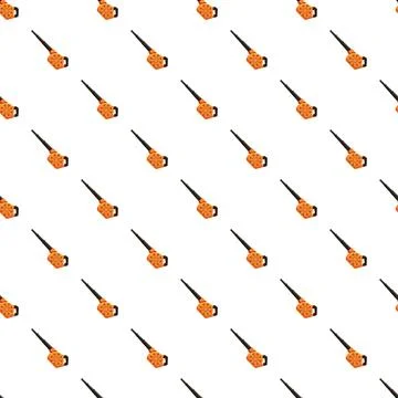 Orange leaf blower tools seamless pattern repeating background Stock Illustration