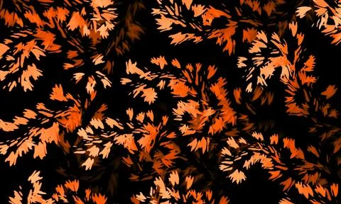 Orange leaf branch pattern on black background Stock Illustration