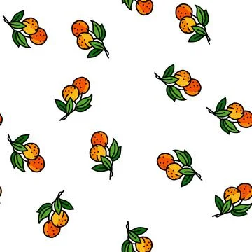 Orange leaf branch vector seamless pattern Illustrazione stock