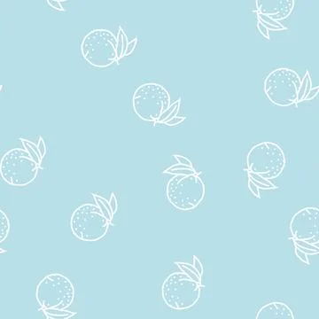 Orange leaf green line seamless pattern Stockillustratie