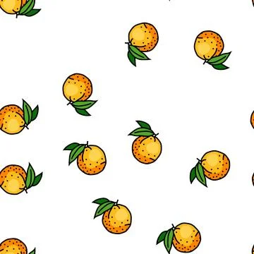 Orange leaf green vector seamless pattern Stock Illustration