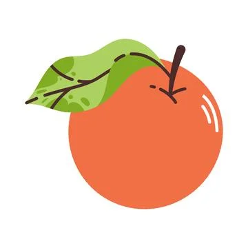 Orange with leaf isolated on white background. Flat modern vector illustratio Stock Illustration