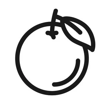 Orange with leaf outline icon. Vector graphics Stock Illustration