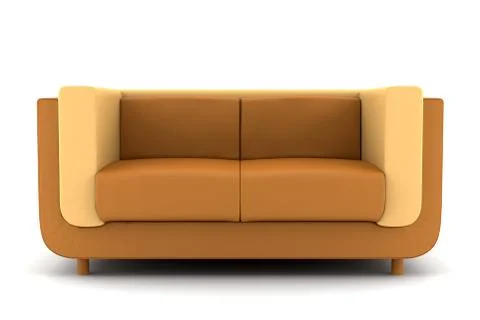 Orange leather couch isolated on white background with clipping path Stock Illustration