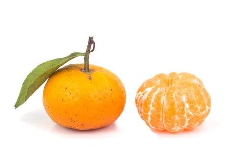 Orange with leave Stock Photos
