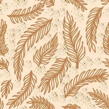 Orange leaves botany seamless pattern Stock Illustration