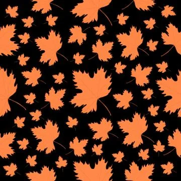 Orange leaves pattern on a black background イラスト素材