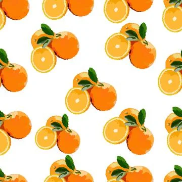 Orange with leaves pattern. Illustrazione stock
