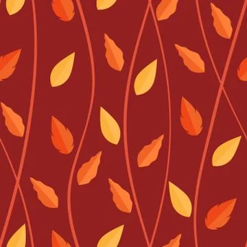 Orange leaves pattern on seamless background Illustrazione stock