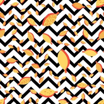 Orange leaves seamless vector pattern Stock Illustration