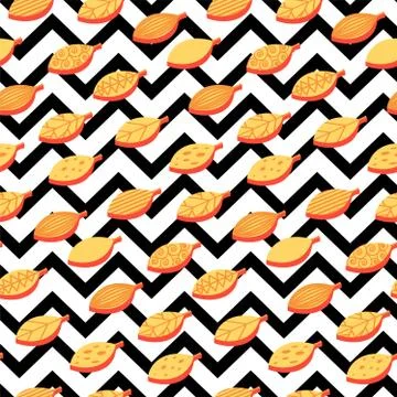 Orange leaves seamless vector pattern Ilustração Stock