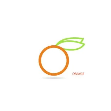 Orange with leaves on a white background. Vector illustration . Stock Illustration