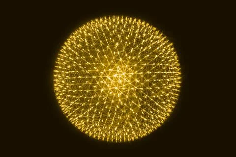 Orange LED Ball Simulation of Nucleus of Atom science abstract concept. Stock Illustration
