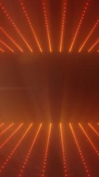 Orange LED light tunnel interior with dotted lines and perspective depth, f.. イラスト素材