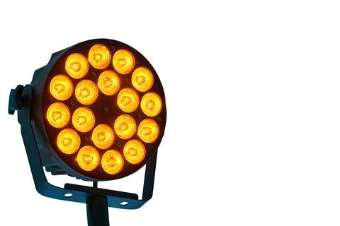Orange led pair spotlight on isolated on white.Disco dance Stock Illustration