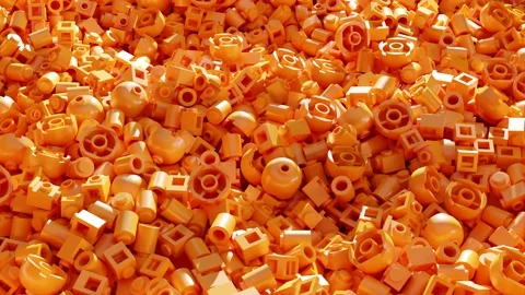 Orange Lego Bricks Lit Up by Moving Light Stock Footage 229646218