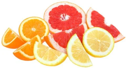 Orange, lemon and grapefruit Stock Photos