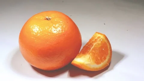 Orange lemon and slice isolated on a white background rotate 360-degree smoot Stock Footage 168020628