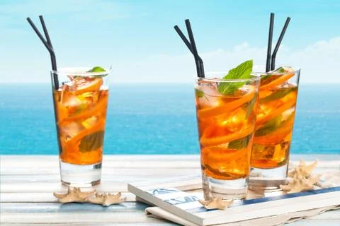 Orange lemonade with mint. Stock Photos
