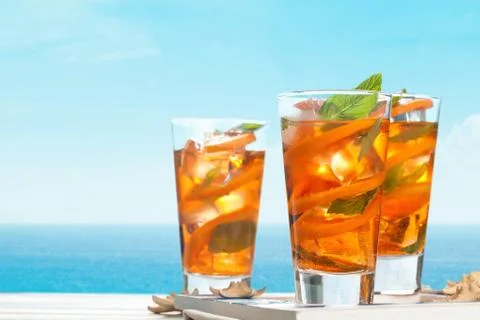 Orange lemonade with mint. Stock Photos