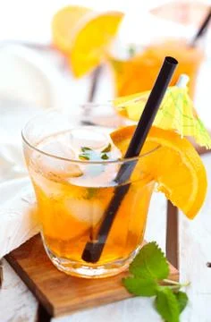 Orange lemonade with mint. Stock Photos