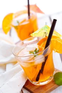 Orange lemonade with mint. Stock Photos