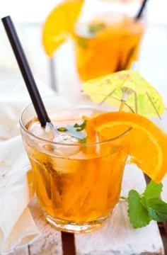 Orange lemonade with mint. Stock Photos