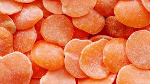 Orange lentils in bulk, background top view, moving sideways, close-up macr.. Stock-Footage 256332327