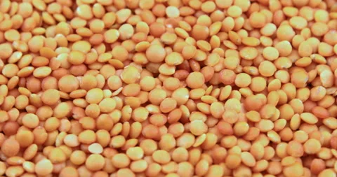 Orange lentils close up. Lentils pattern as background Stock Footage 110843701