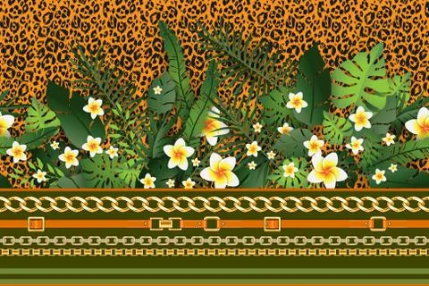 Orange Leopard Backdrop Stock Illustration