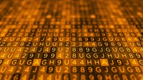 Orange Letter and Number background flickering fast - knowledge concept  Stock Footage 84077319