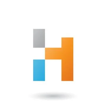 Orange Letter H with Rectangular Shapes Vector Illustration Stock Illustration