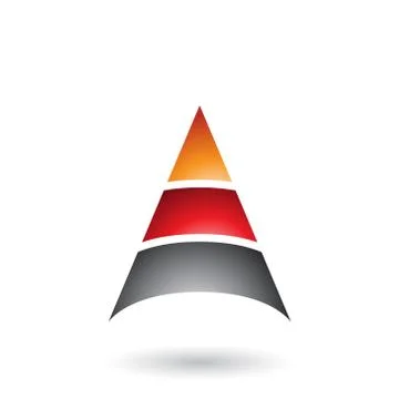 Orange Letter A with Three Layers Vector Illustration Stock Illustration