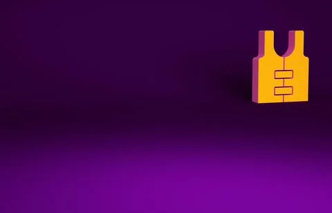 Orange Life jacket icon isolated on purple background. Life vest icon. Extrem Stock Illustration