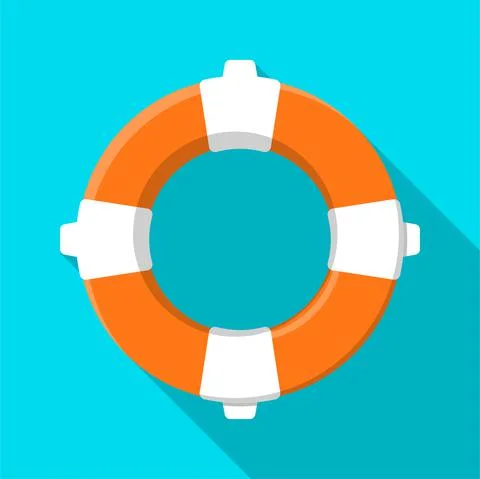 Orange life ring icon in flat style. Equipment for rescue of drowning Illustrazione stock