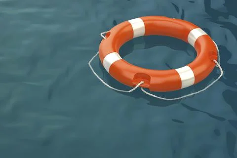 Orange lifebuoy ring 库存插图